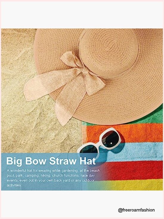 Wide Brim Sun Hat Foldable Straw Floppy UPF 50+ Beach Travel main image 7